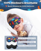 BeeVines Kids 100% Real Mulberry Silk Sleep Mask 2 Pack, Original Design Pure Silk Sleeping Eye Masks for Boys, Skin-Friendly Blackout Eye Cover, Adjustable Strap, Reduce Puffy Eyes, for Travel Gifts