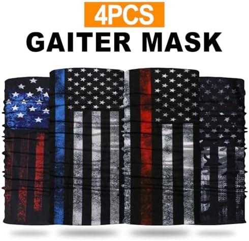 4Pack Neck Gaiter for Men Women Face Cover Mask Head Wrap Balaclava Headwear Bandana Headband Magic Scarf