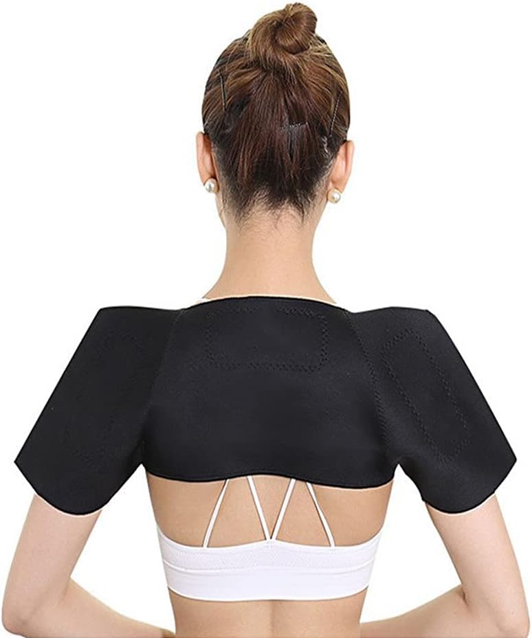XGOPTS Double Shoulder Brace Thermal Self-Heating Shoulder Support Compression Sleeve Wraps Breathable Neoprene Shoulder Pad Protector Rotator Cuff Brace for Shoulder Relief