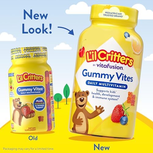 L'il Critters Gummy Vites Daily Kids Multivitamins Assorted Fruit Flavors for Ages 2+ Toddlers & Kids, Gummy Vitamin with Vitamin C and D, 95-190 Day Supply, 190 Gummies