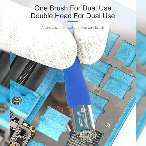 DIYPHONE 2Pcs Double Head ESD Safe Brush, Anti-Static Phone Motherboard PCB Cleaning Brush for Mobile Phone PC Repair Electronic Components Circuit Board IC Clean Remove Glue Tools,Blue