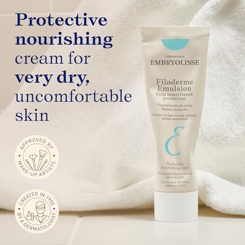 Embryolisse Filaderme Emulsion Face Moisturizer, Intensive Repair for Dry Skin, with Aloe Vera & Shea Butter, 2.54 Fl Oz