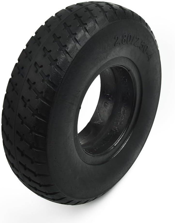 Solid Tire 2.80/2.50-4 for Elderly Mobility Scooter, Non-inflatable Polyurethane Rubber Wheel for Battery Car and Electric Wheelchair, Flat-free