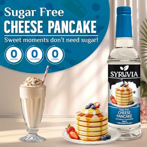 Syruvia Sugar Free Coffee Syrup, Cheese Pancake Flavored Syrup for Drinks, Lattes and Desserts – 25.4 fl oz