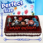 8.3 x 11.7 Inch Edible Square Cake Toppers – Horror Themed Birthday Party Collection of Edible Cake Decorations