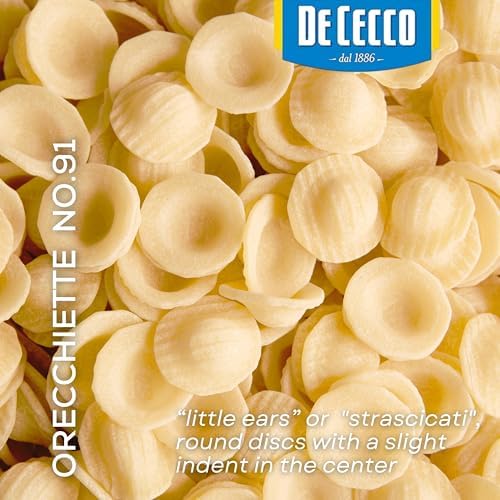 De Cecco Orecchiette No. 91 Pasta, 16 Oz, Authentic, Slow Dried, Made with Durum Wheat, Versatile Pasta for Sauces & Recipes, Made in Italy