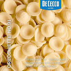 De Cecco Orecchiette No. 91 Pasta, 16 Oz, Authentic, Slow Dried, Made with Durum Wheat, Versatile Pasta for Sauces & Recipes, Made in Italy