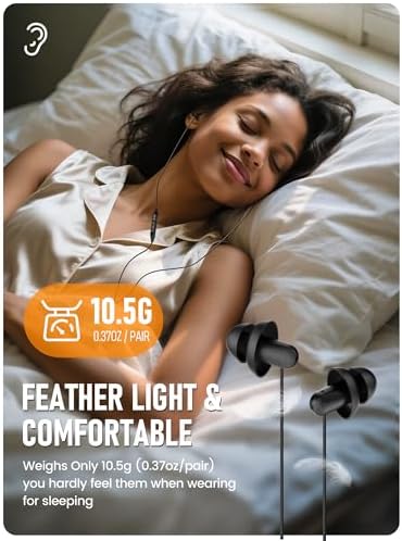 Sleep Earbuds, Hearprotek 2 Pairs Ultra Soft Lightweight Silicone Sleeping Earphone Headphones with Volume Control and mic for Side Sleeper, Snoring, Air Travel, Relaxation (Black)