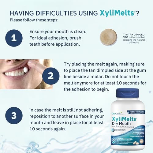 Oracoat XyliMelts for Dry Mouth Night Time or Day - Moisturizing Dry Mouth Adhering Discs, Sugar Free with Xylitol, 230 Count, Slightly Sweet Flavor, 8-Hour Relief