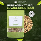 Biokoma Lovage Root 50g 1.76oz Pure Dried Cut & Sifted Levisticum Officinale Herbal Tea Tincture Digestive Wellness Culinary Use Resealable Moisture Proof Pouch No Additives No Preservatives Kosher
