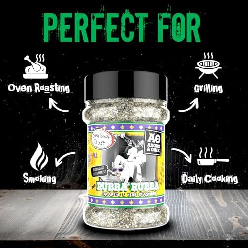 Angus & Oink | Rubba Rubba Jalapeno & Herb Seasoning | Authentic Creole and Cajun Flavours | Perfect for Shrimp, Pork, Fish, & Chicken | 200g