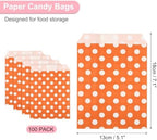 uxcell 100Pcs Kraft Paper Treat Bags, 7" x 5" Greaseproof Kraft Candy Bags Flat Favor Bags Small Gift Bags for Bakery Cookies Dessert Chocolate Soap Wedding Party Favor, Orange Dot