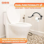 Grab Bar Toilet Paper Holder - ADA Bathroom Safety Handrail/Elderly Handicap / 304 Stainless Steel/Right/Oil Rubbed Bronze / 30" x 11"