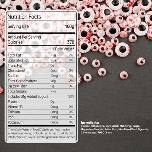 Edible Candy Eye, Halloween Sprinkles, Bloody Eyeballs, Halloween Sprinkles for Cake Decorating, Edible Cake Decoration & Cupcake Toppers, 150g/5.29oz, Party Supplies