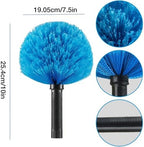 Screw on Cobweb Duster Brush Head | Spider Web Brush for Outdoor and Indoor Web Cleaning, Twist-On Corner Duster Fits Standard US 3/4 Inch Acme Threaded Poles (Pole Not Included) (Blue)