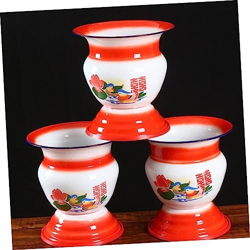 SAFIGLE 1Pc Enamel Spittoon for Adults Vintage High Foot Urinal Pail Pot Chinese Style Spittoon Lightweight and Durable Convenient for Home Travel Use