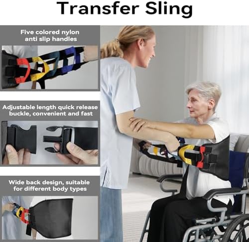 Transfer Sling,Padded Assist Gait Belt for Seniors, Heavy Duty Patient - Lifting Aids Mobility Standing and Lifting Aid for Disabled, Injured, Seniors, Elderly - Safely Move from Bed and Wheelchair