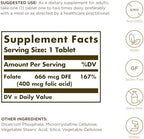 Solgar Folate 666 mcg DFE (Folic Acid 400 mcg) - 250 Tablets, Pack of 3 - Prenatal Support - Non-GMO, Vegan, Gluten Free, Dairy Free, Kosher - 750 Total Servings