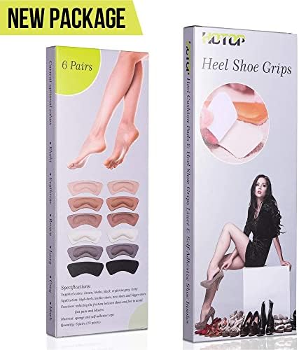 Hotop 6 Pairs Heel Cushion Pads for Women Adhesive Heel Grips Stickers Liner Inserts Ankle Protector for Loose Shoes Back(Brown, Khaki, Black)