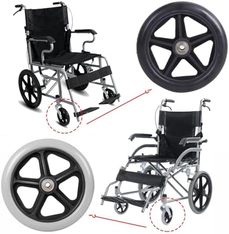 2PCS Rubber Wheel Replacement Wheelchair Front Wheels Rollator Replacement Wheels 6" 7" 8" Black/Gray Non-Slip Wheelchair Caster ABS Wheel Hub with Screws(Gray,6in/14cm)