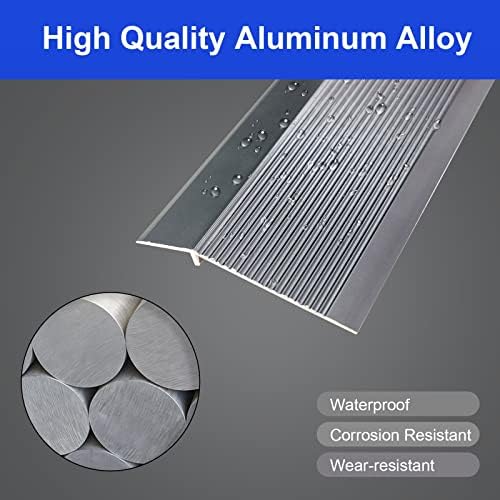 Aluminum Floor Transition Strip - 36 Inch Ramp Reducer for Doorways & Wheelchair Access - Suitable for Thresholds Under 1.6 Inch (Gray)