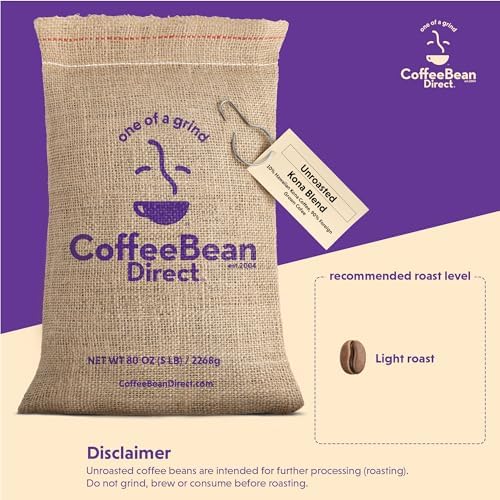 Coffee Bean Direct Unroasted Kona Blend, 5 Pound (Pack of 1)