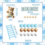 JeVenis Blue Bear Cake Decoration Baby Bear Baby Shower Cake Topper Bears Train Cake Decoration Baby Shower Birthday Cake Decoration