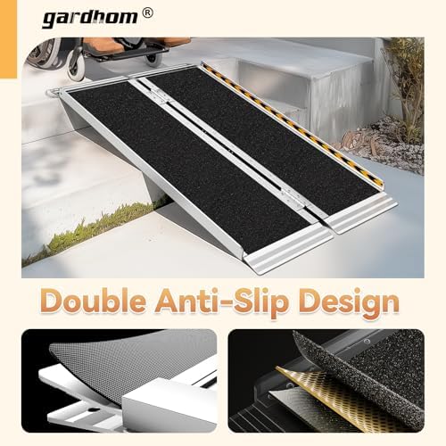 Wheelchair Ramp 4FT, gardhom 800 Lbs Aluminum Portable Folding Handicap Ramp Wheel Chair Ramp for Home Steps Threshold Doorways Stairs Curbs Scooter