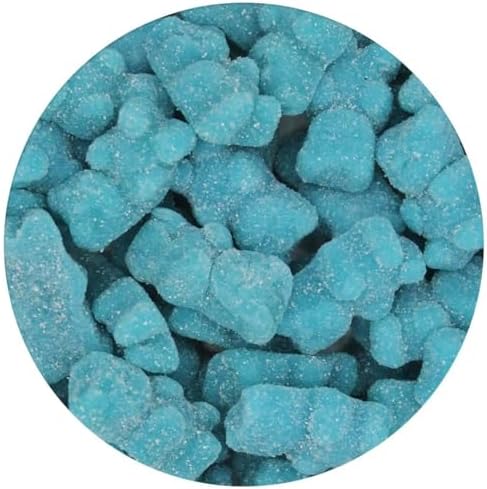 Turquiose Blue Gummy Bears Sugared, 1.3 Pound Resealable Bag, Blue Candy, Blueberry Flavored, The Hampton Popcorn & Candy Company