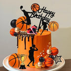 25 PCS Basketball Cake Toppers Black Gold Balls Cake Decorations Basketball Theme Cake Decoration for Boy Birthday Sport Party Supplies