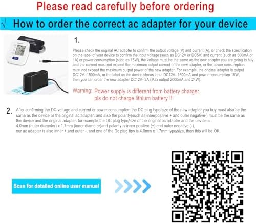 GuanTing Universal AC Adapter 6V 2A Power Supply with 8 DC Plug Tips AC110V to DC6V Power Driver for Digital Blood Pressure Monitor 6v Charger Transformer AC DC Adapter (DC6V-2A)