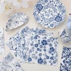 16 Pcs 8 Styles Decoupage Napkins, Blue and White Floral Paper Napkins Chinoiserie Decorative Cocktail Napkin Pretty Printed Cocktail Paper for DIY Crafting Furniture Decor Birthday Party Baby Shower