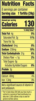 Old El Paso Flour Tortillas for Burritos, Meal Prep, 8 Ct, 11 oz (Pack of 6)