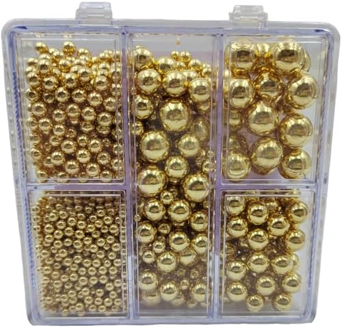Gold Pearl Sprinkles for Cake Decorating, 4 Sizes Mix Size Sugar Pearls for Cupcake Topper, Ice Cream, Donuts, Baking Decoratings (2mm, 4mm, 7mm, 10mm)
