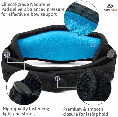 Tennis Elbow Brace with Bonus Replacement Strap (1 pack) - Forearm Brace Support Band with Compression Pad and Elbow Strap for Tendonitis, Tennis & Golfer Elbow & Bursitis - Women and Men