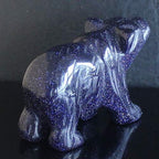 2'' Hand Carved Mixed Gemstone Crystal Bear Figurine Animal Carving (Blue Goldstone)