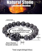 Lava Rock Howlite Obsidian Fox Bracelet for Women Men Lucky Gifts Essential Oil Diffuse Yoga Meditation Elastic Friendship Bracelets