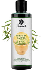 Raslok Bhringraj Hair Oil 6.76 fl oz –200ml | Ayurvedic Botanical Blend with Amla, Neem, Hibiscus & Brahmi | Cold-Pressed | Non-GMO | No Mineral Oil | Made in India