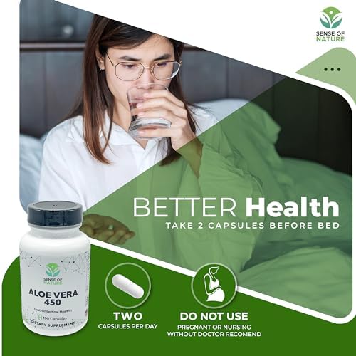 Aloe Vera 450 Capsules Organic | Non-GMO Aloe Vera Pills | Made with USDA Organic Aloe Vera Supplements | Digestive & Joint Support Supplement