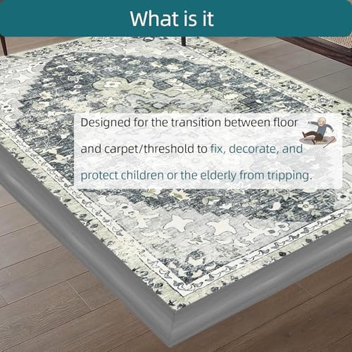 Carpet Floor Transition Strip, Self-Adhesive Carpet to Tile Transition Edging Trim Suitable for Door Threshold/Wood Floor, Cover Height Within 5mm – Gray(10Ft)