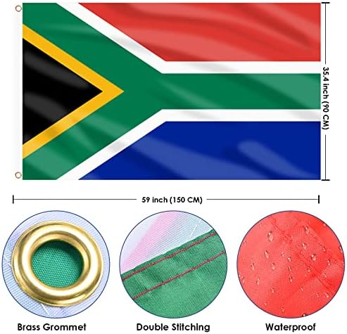 AhfuLife South African Flag 3x5 Ft, Large South Africa Flags for Outside - Double Side with Brass Eyelets for Olympic Party Decorations, Bar Garden Street Decoration Indoor Outdoor