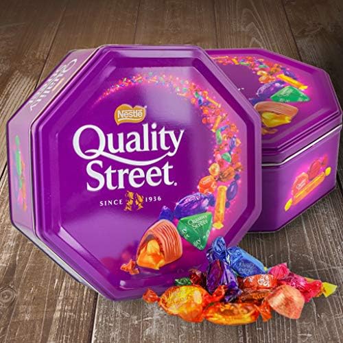 Nestle Quality Street Assorted Chocolate Gift Tin 2lb - Ideal for Christmas, Holiday Parties & Family Gatherings - Decorative Tin 8x3x8 in - Perfect for Sharing & Enjoying with Loved Ones - Festive Packaging
