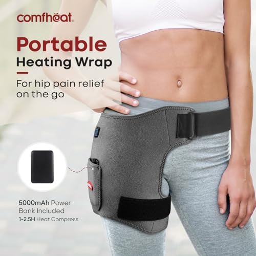 Cordless Hip Heating Pad for Pain Relief FSA Eligible HSA 5000mAh Battery Powered Heated Hip Brace Wrap for Hip Sciatica Pain Recovery Buttock, Up to 52" Waist Size, Gift for Women Men