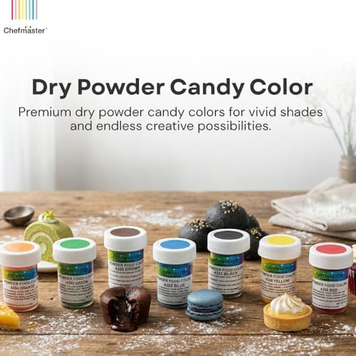 Chefmaster Green Dry Powder Candy Color | Vibrant Shades | Chocolate, Macarons, Fondant | Decorating | Professional-Grade Dye | Easy-to-Use | Manufactured in USA | 3 grams