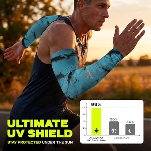 ARMORAY Arm Sleeves for Men and Women - UV Sun Protection Cooling Compression - Tattoo Cover Up Sleeve for Daily Wear & Work