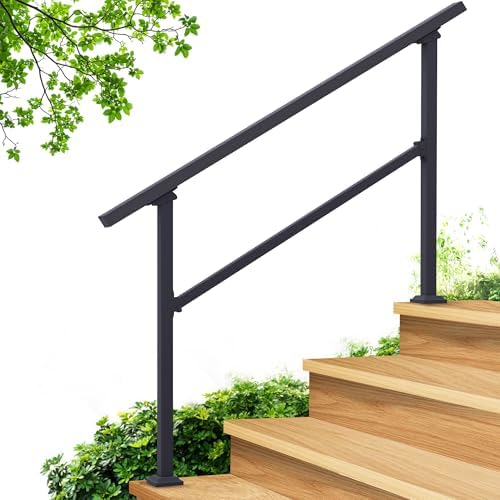 CR Fence & Rail Handrails for Outdoor Steps & Indoor Stair Railing Kit, 3-4 Steps Safety Hand Rail for Porch & Deck