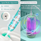 Electric Bottle Brush Cleaner, Portable Rechargeable Baby Bottle Cleaner Kit for Travel with Silicone Nipple & Straw Brush, Drainage Rack, Storage Box(Green)