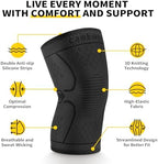 CAMBIVO 2 Pack Knee Braces for Women & Men, Knee Compression Sleeves for Knee Pain Relief, Knee Support with Non-Slip Silicone, Breathable, for Running, Workout, Weightlifting & Daily Use, Arthritis Support (Black, Medium)