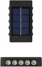 SteJar Solar Up and Down Wall Lights Outdoor,Solar Step Light Waterproof,Deck Lighting Illuminate Exterior Light Fixture (10LED Warm White)