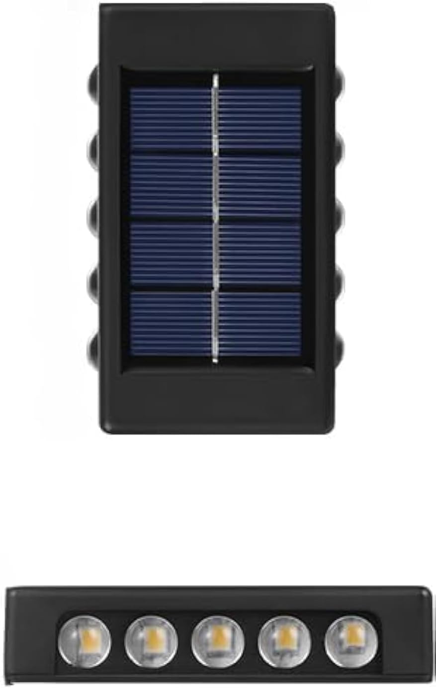 SteJar Solar Up and Down Wall Lights Outdoor,Solar Step Light Waterproof,Deck Lighting Illuminate Exterior Light Fixture (10LED Warm White)